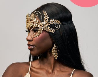 Gold Masquerade Mask, Venetian Party and Ball Mask