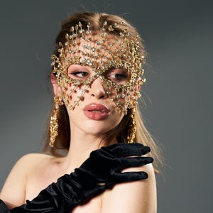 green emerald velvet dress Black Gold Masquerade Mask, Gothic Dark Queen Costume Headpiece