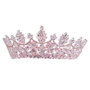 Pink Quinceanera Crowns, Pink Wedding Crown, Princess Pink Tiara, Pink Bridal Tiara, Pink Crystal Crown, Pink Henna Crown