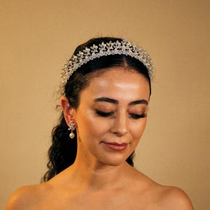Pearl Bridal Tiara: Zircon Wedding Crown with Drop Earrings