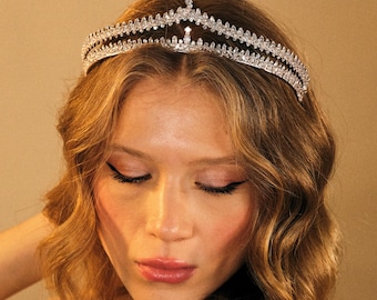 Tocado de los años 20, tiara de boda, corona de tiara para adulto, estilo vintage.