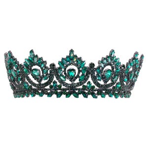 Emerald Green Crown with Earrings for Wedding
