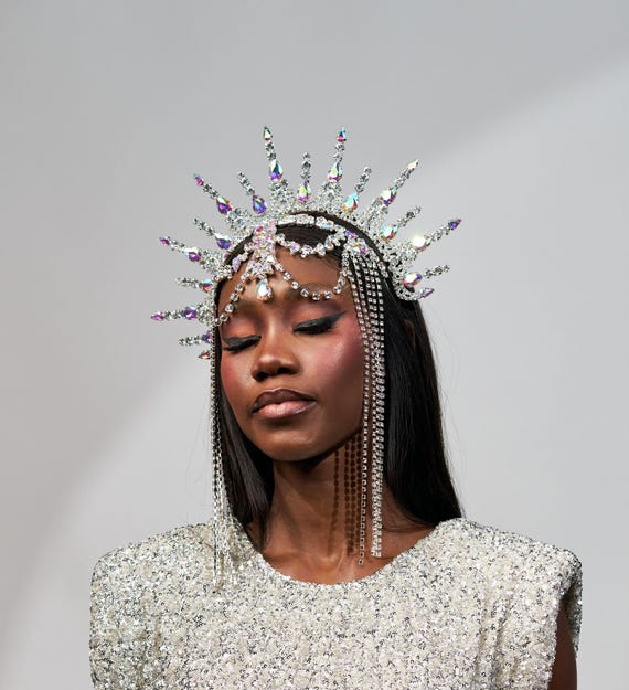 Women and Man Metallic Silver (aura Borealis) Halo Crown  display picture 1