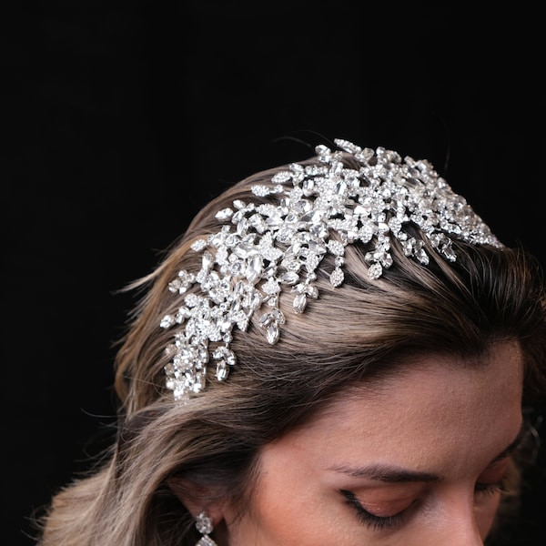 Swarovski crystal tiara, crystal wedding headband, wedding tiara, bridal tiara, crystal wedding headpiece, silver swarovski tiara, headband