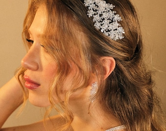 Wedding Floral Headband, Bride Hairpiece, Zircon Wedding Headband, Bride Zircon Headband, Bride Headband, Bride's headband