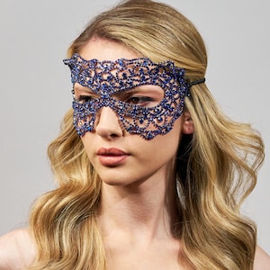 Blue Masquerade, Blue Venetian Mask, Blue Rhinestone Masquerade Mask, Blue Masquerade Mask, Masquerade Ball Mask