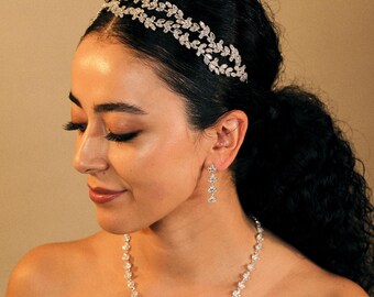 Floral headband, Zircon bridal headband, Wedding headpiece, Bride Headband, Vintage Wedding headband, Bridal Turban Headband, Turban tiara