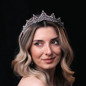 Purple Crystal Bridal Crown: Gothic Quinceanera Tiara