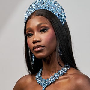 Royal Blue Crystal Bridal Crown and Jewelry Set: Sparkling Wedding Tiara