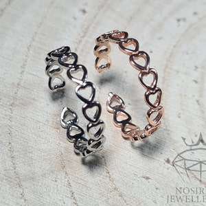 Adjustable Heart Ring Rose Gold And Silver Cute Dainty Minimalist Ring