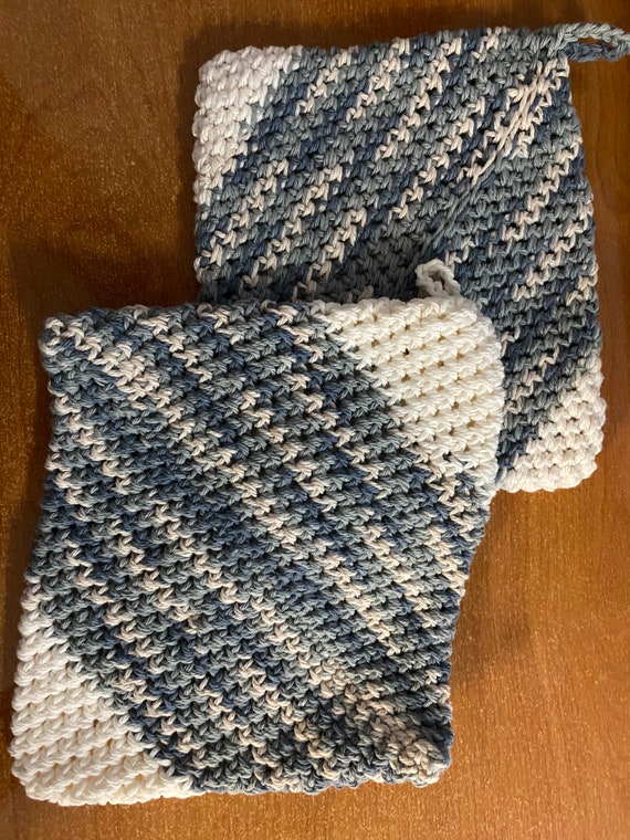 Grey & White Crochet Pot Holders 