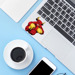 Fighting Bull Vinyl Sticker - Waterproof Decal for Car Laptop or Scrapbook - Boxing Theme Design