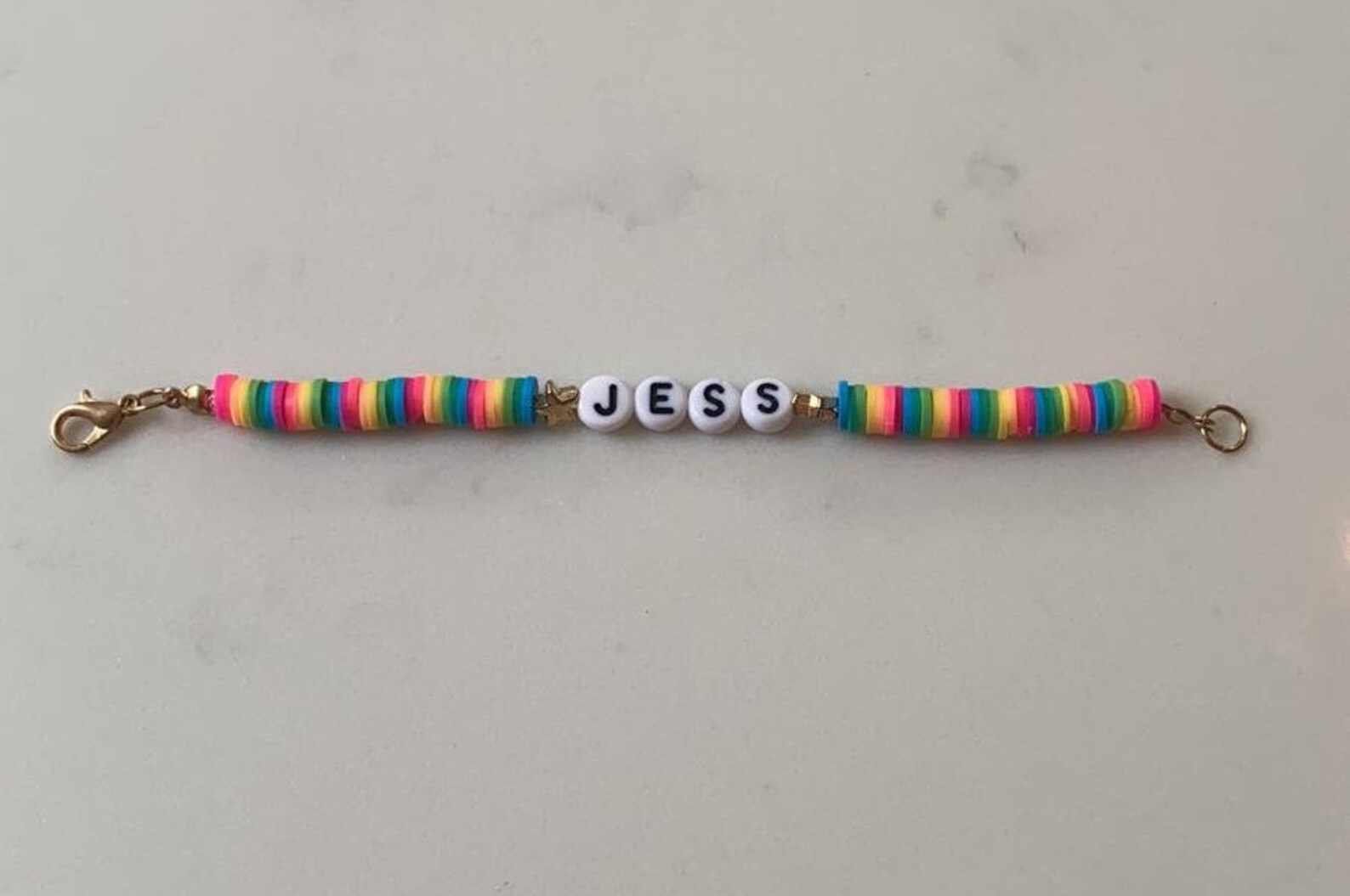 Custom Polymer Clay beaded Name Bracelet Etsy