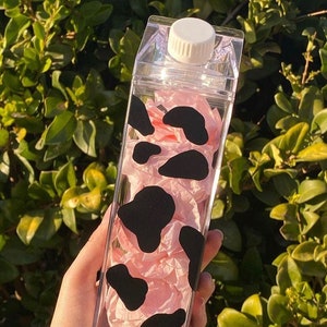 Garrafa de caixa de leite com estampa de vaca presente reutilizável personalizado tiktok na moda de volta às aulas