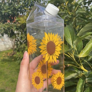Sun Flower Milk Carton Water Bottle Back to school