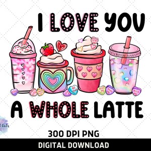 Dia dos Namorados | Eu te amo um café com leite | Dia dos Namorados PNG para sublimação | Download Digital | Imprimível
