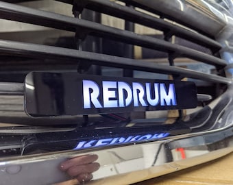 Custom LED Grille Badge - Block Font - RGB - 1.12&quot; X 6.5&quot;