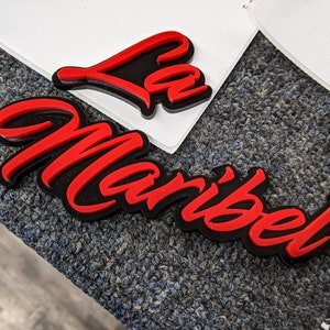 Custom Text Car Badge - Script Font - Type your Own and Choose Your Colors -  Comes with VHB Tape or Studs, Your Choice!