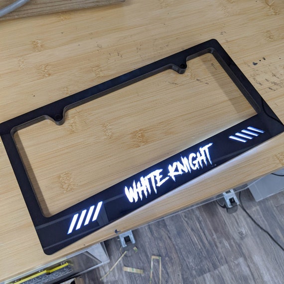 LED License Plate Border Frame Aggressive Font