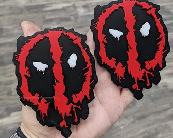 Melting Deadpool Badge Pair - Car Emblem