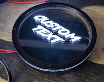 LED Cupholder Bottom - Custom Text - Lightning Font