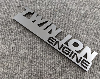 Custom Twin Ion Engine Car Badge - Brushed and Black - VHB Tape to Mount to Any Flat Surface