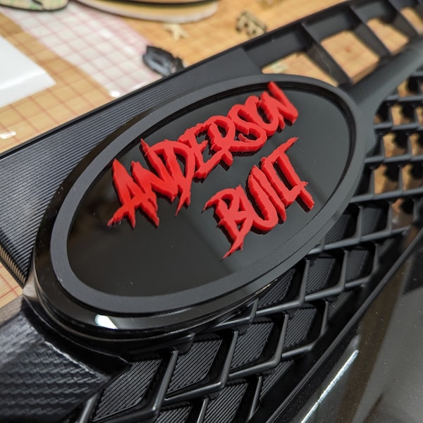 Custom Text Oval Emblem - Fits 2015-2019 Subaru® WRX Grille - Aggressive Font