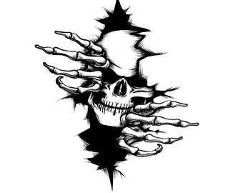 Skull in the Wall SVG , PNG Instant Download,Design