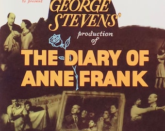 El diario de Ana Frank ~ 1959 Orig. EE.UU. Insertar MP ROLLED! Buen Cond. 14"x36" ~ ¡Súper raro! ¡Hermosa imagen de la estrella Millie Perkins!