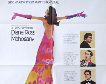 DIANA ROSS in Mahogany ~ 1975 Orig. U.S. 1 Sht. 27"x41" in VG Cond. ~ Hot Design for Berry Gordy Film! Billy Dee Williams & Anthony Perkins!