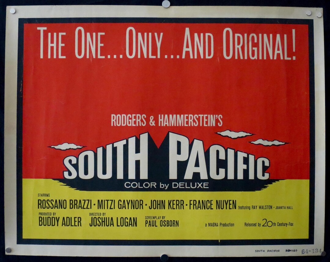 SOUTH PACIFIC 1958 Orig. Half Sheet Rare Design Rolled 22x28 VG Cond ...
