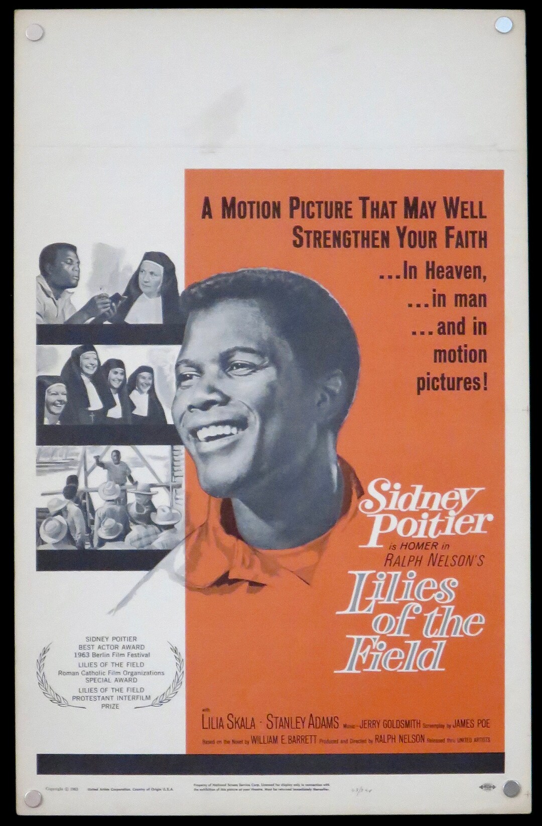 SIDNEY POITIER Lilies of the Field 1963 Original U.S. Fensterkarte ...