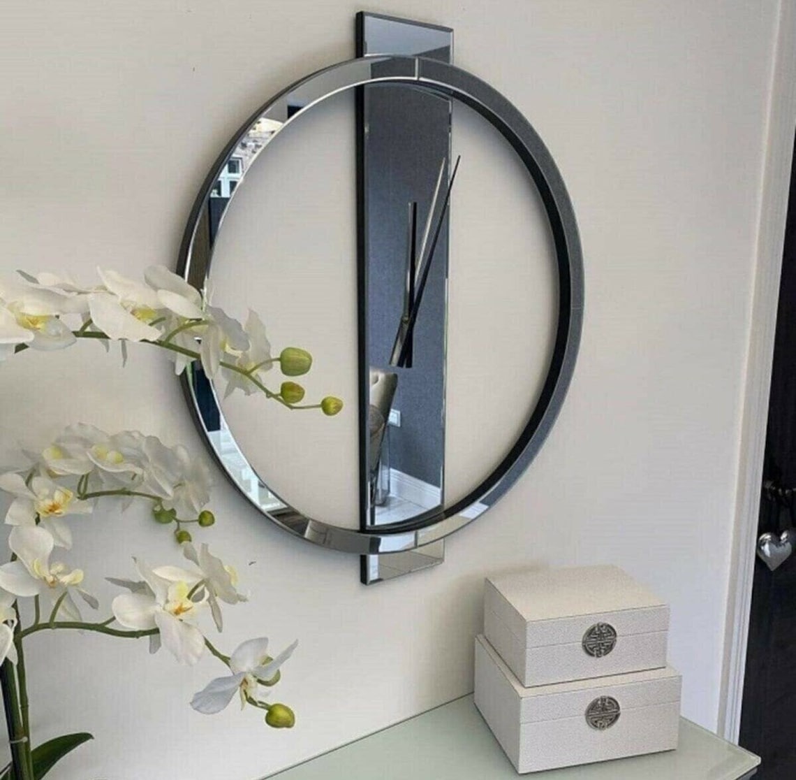 Mirrored Wall Clock Design Wall Clock Wall Decor Clock Etsy