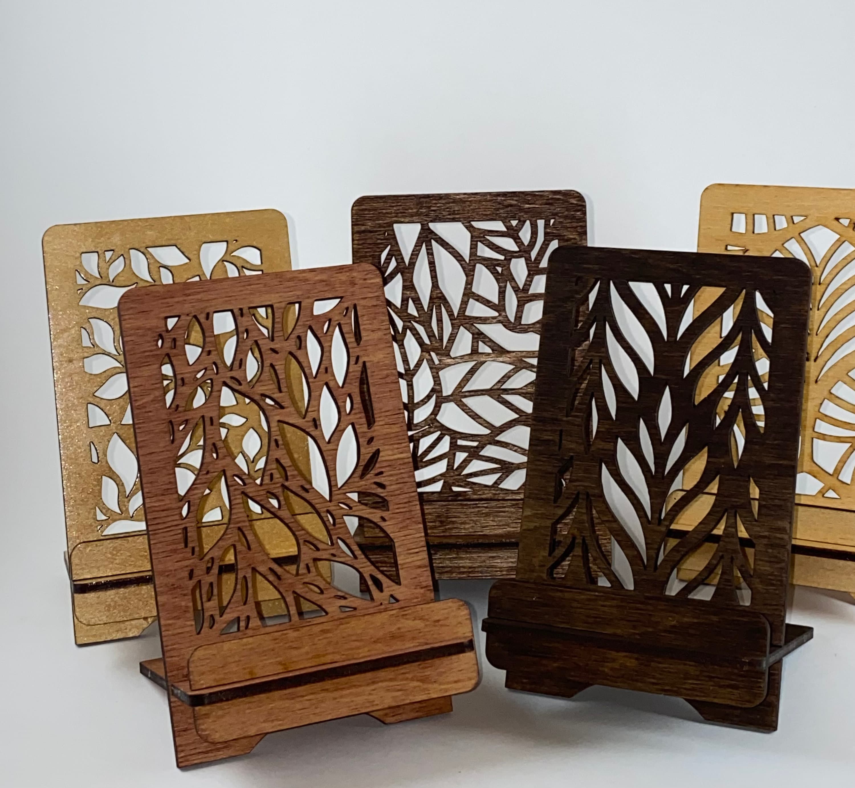 Laser Cut Wood Phone Stands