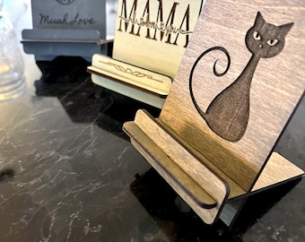 Custom laser engraved Wood Phone Stands