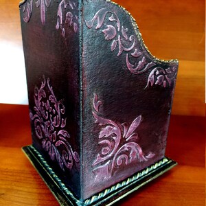 Organisateur de bureau "Soleil et Lune" style Dark Academy, unique, fait main, porte-crayons, rangement, cadeau pour homme, déco maison image 6