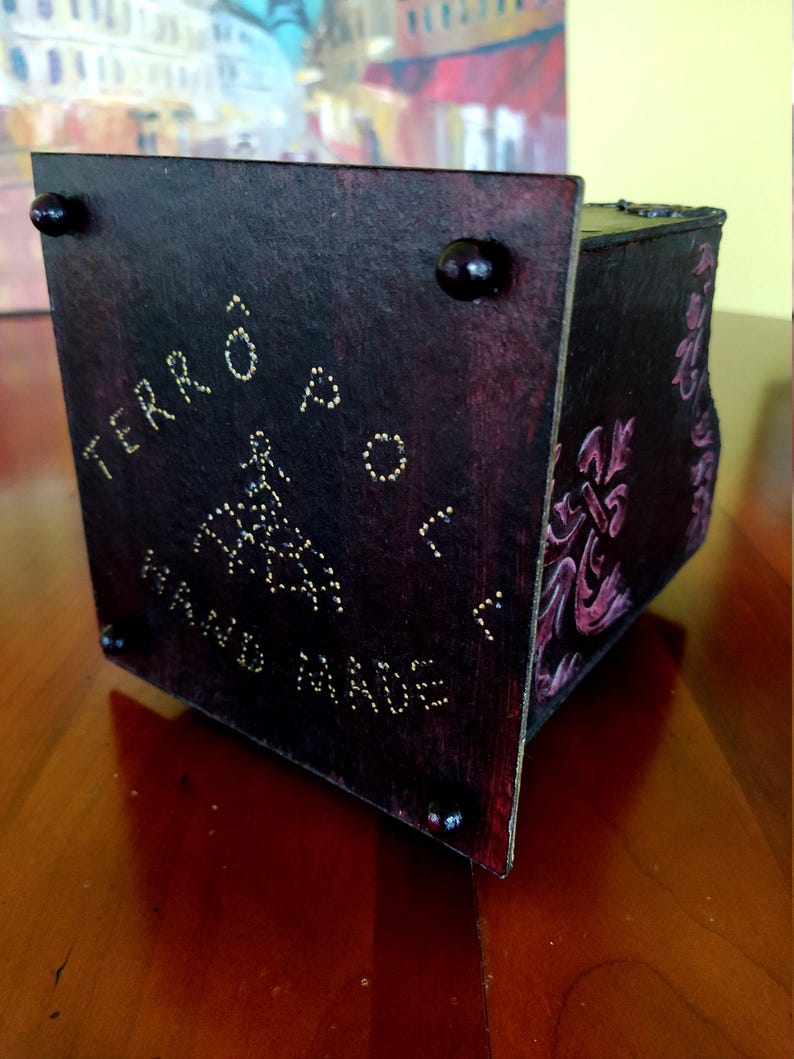 Organisateur de bureau "Soleil et Lune" style Dark Academy, unique, fait main, porte-crayons, rangement, cadeau pour homme, déco maison image 8