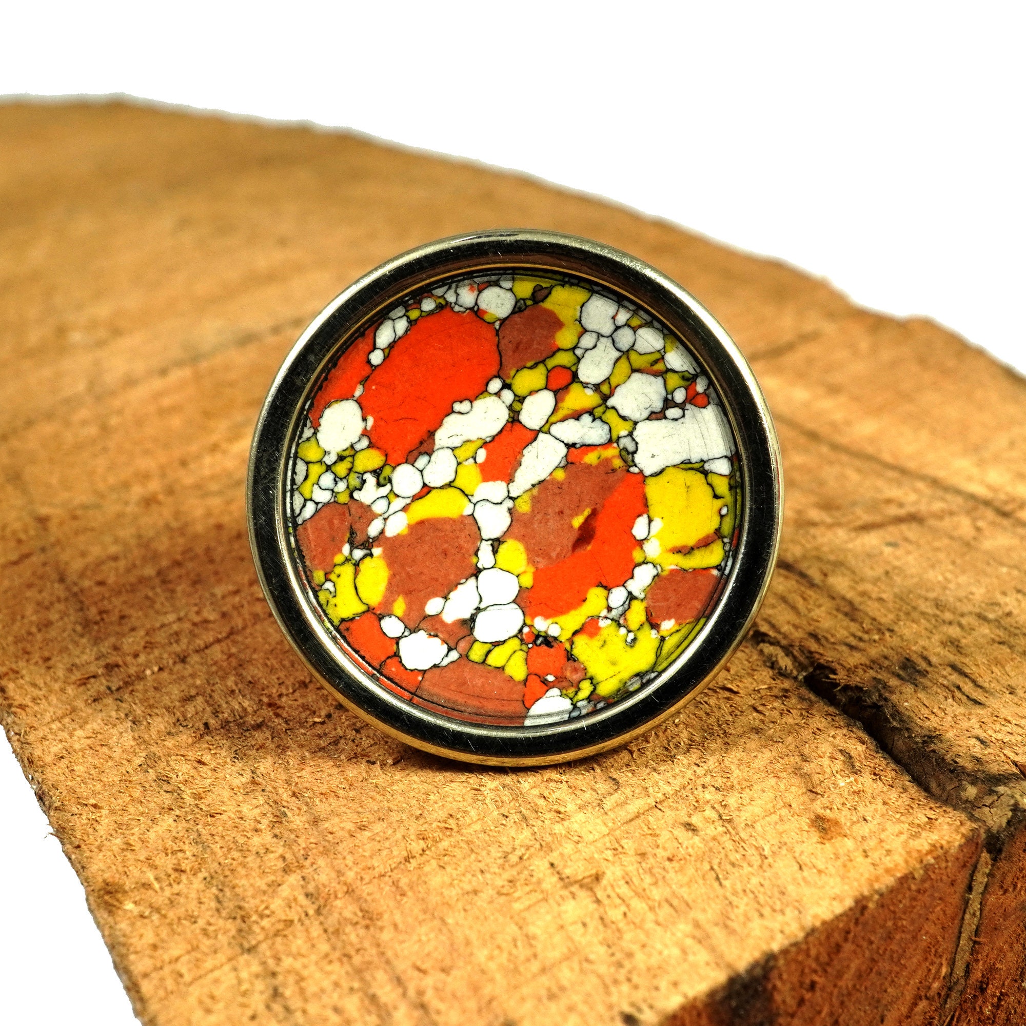 Handmade Beautiful Rainbow Mosaic Jasper synthetic ring For Etsy