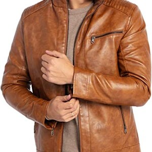 Veste en cuir souple marron fauve faite main pour homme | Veste de cérémonie marron fauve vintage faite main pour lui