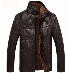 Veste en cuir de mouton véritable doux pour homme avec fourrure intérieure Veste cousue main coupe slim pour homme | Cadeau pour homme