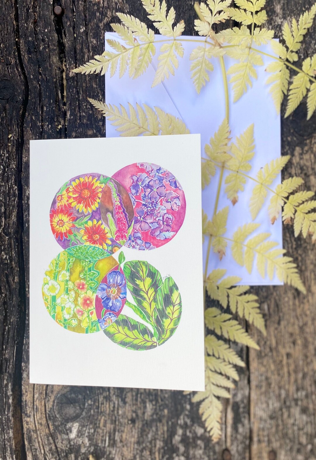 Venn Diagram Flowers A6 Watercolour Hand Painted Fine Art Etsy