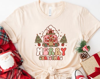 Merry Christmas T-Shirt, Gingerbread House Shirt, Gender Neutral Christmas Shirts, Kids Gingerbread House Tshirt, Matching Family Xmas Shirt