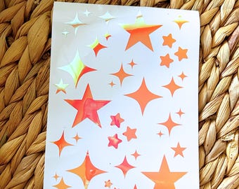 Hoja de pegatinas de vinilo con estrellas y destellos para planificadores, calcomanías para autos, calcomanías para botellas de agua y suministros de calcomanías DIY.