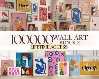 VENTE DU MAGASIN 100 000 méga ensemble d'art mural, art mural imprimable, ensemble de galerie éclectique, décoration d'intérieur maximaliste, estampes tendance, numérique