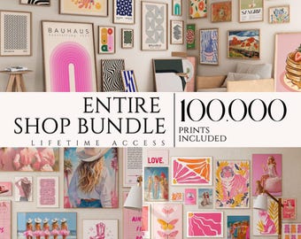 100 000 oeuvres d'art murales méga, galerie maximaliste imprimable, impressions esthétiques tendance, affiches éclectiques téléchargement numérique instantané