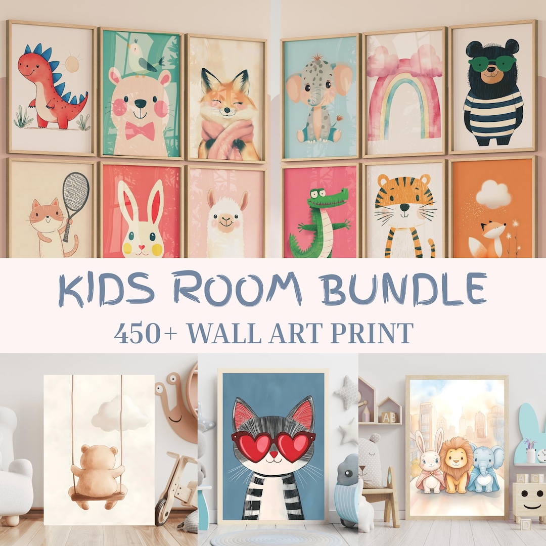 Kids Room Wall Art Prints: Eclectic Nursery & Playroom Decor (digital ...