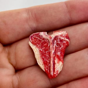 T Bone Steak Miniature 6th scale polymer clay sculpture, handmade, dolls house food display piece