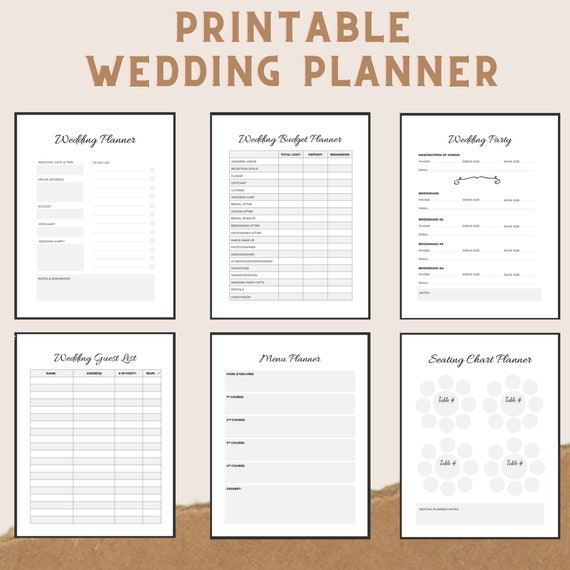 Printable Wedding Planner Kit for Organizing Your Dream Wedding