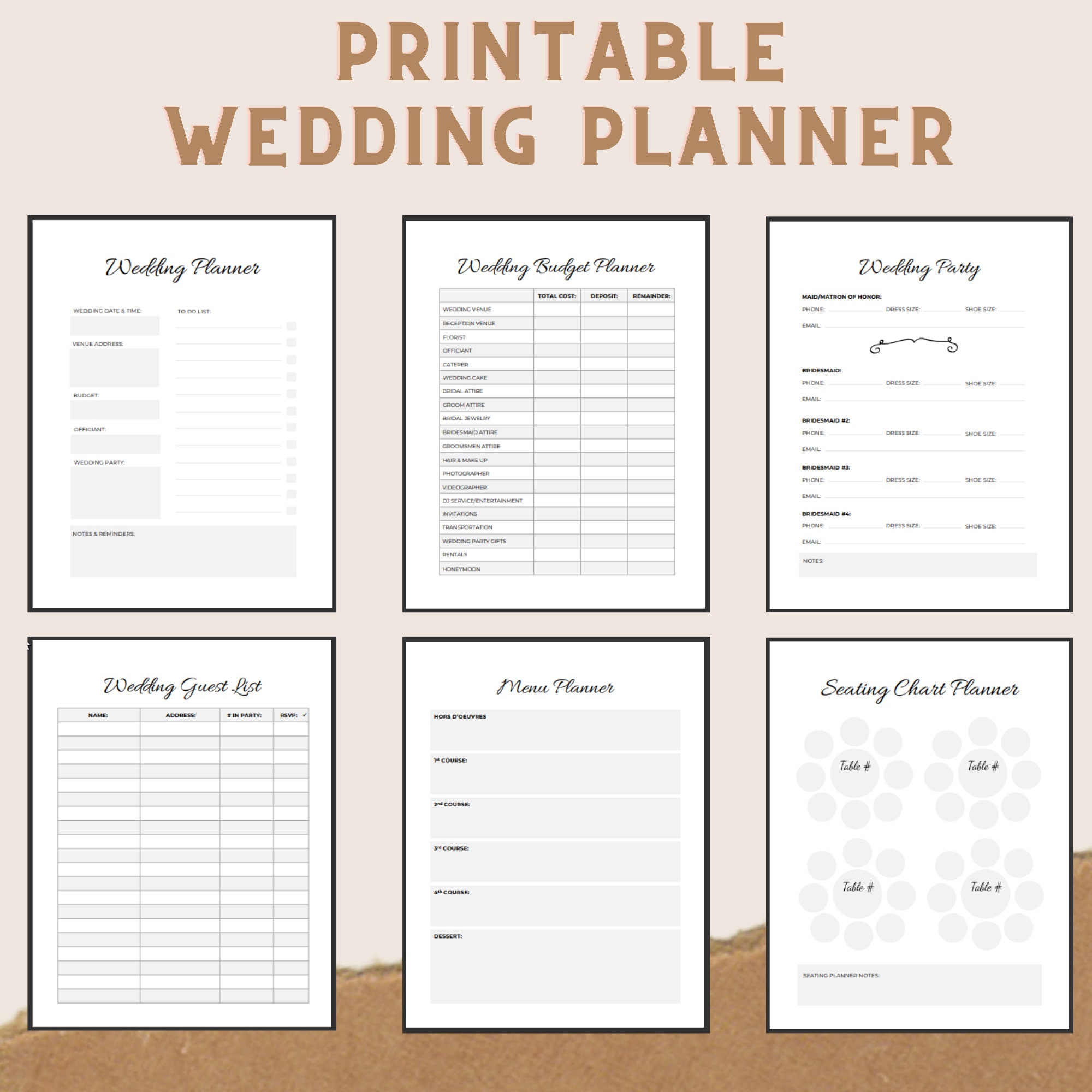 Printable Wedding Planner Kit for Organizing Your Dream Wedding Etsy Printable Wedding Planner Kit for Organizing Your Dream Wedding Etsy