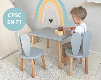 Handgefertigtes Holztischset für Kinder | Stabiles Holzstuhl-Spielpult-Set für Kleinkinder | Tisch und Stuhl Set für Kinder | Babyschreibtisch und Kinderstuhl